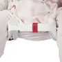 Tübinger kalça abdüksiyon ortezi takılmış olan bir maket bebeğin detay görüntüsü: Genişletme çubuklu uyluk rayı
