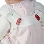 Widok z bliska lalki niemowlaka z założoną szyną bioderkową typu Tübinger: zakresy ustawień i zamykania na plecach