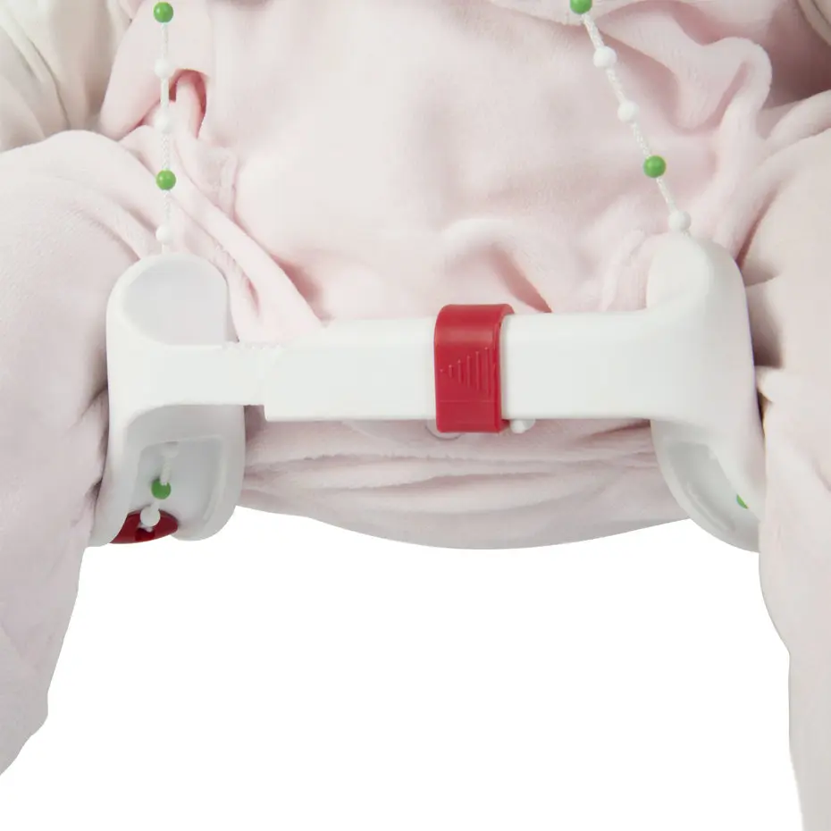 Detailed view of baby model with Tubingen hip flexion and abduction orthosis: thigh support with spreader bar