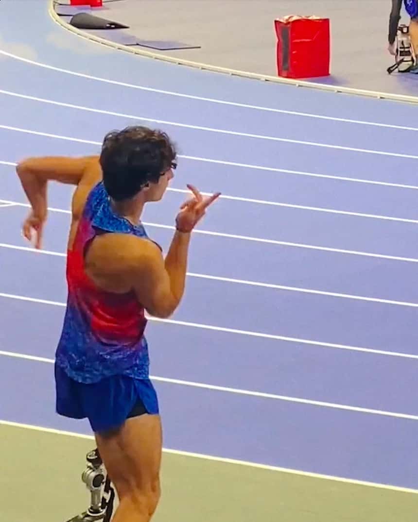 Thumbnail of Ezra dancing on the track