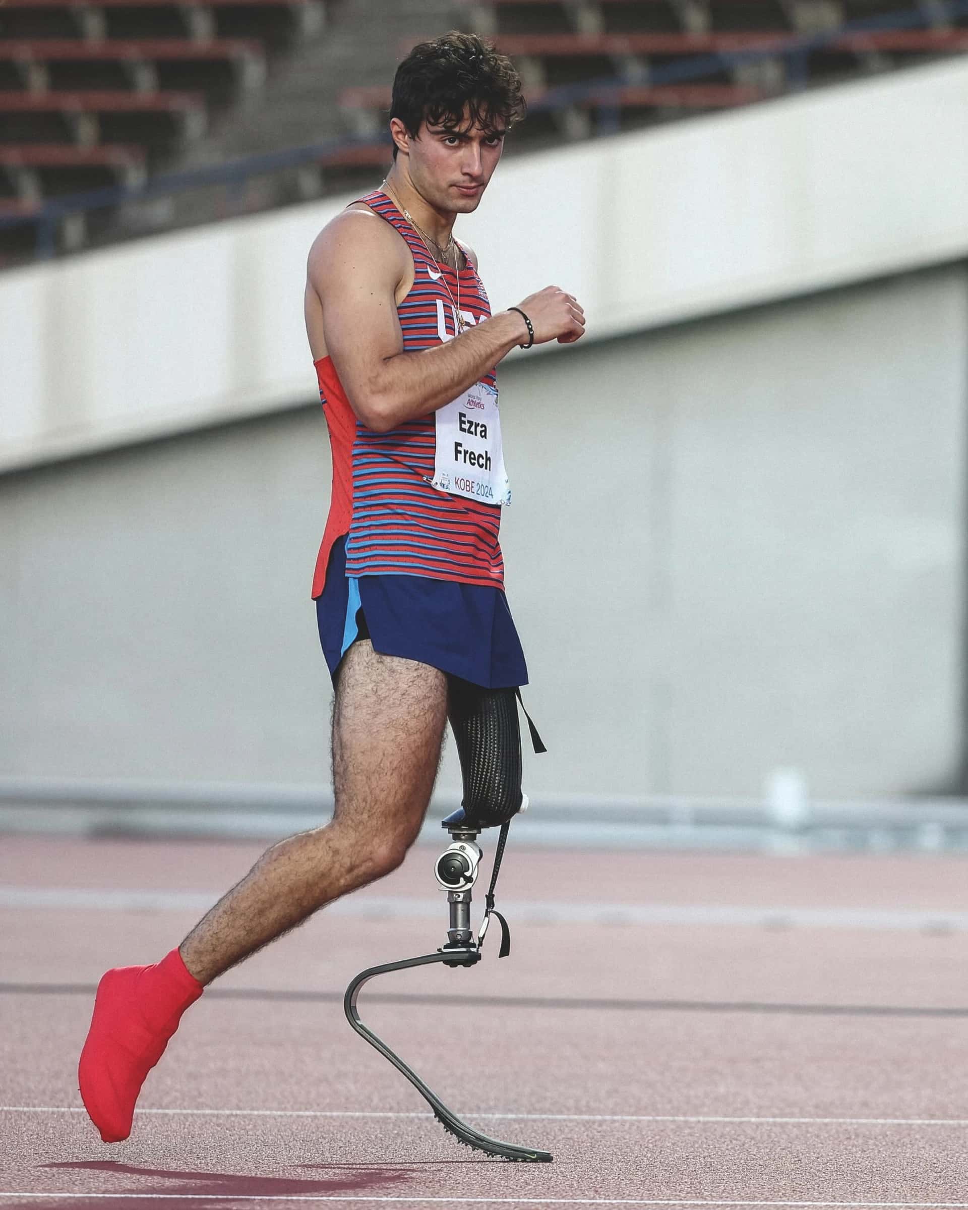 Ezra on a track and field