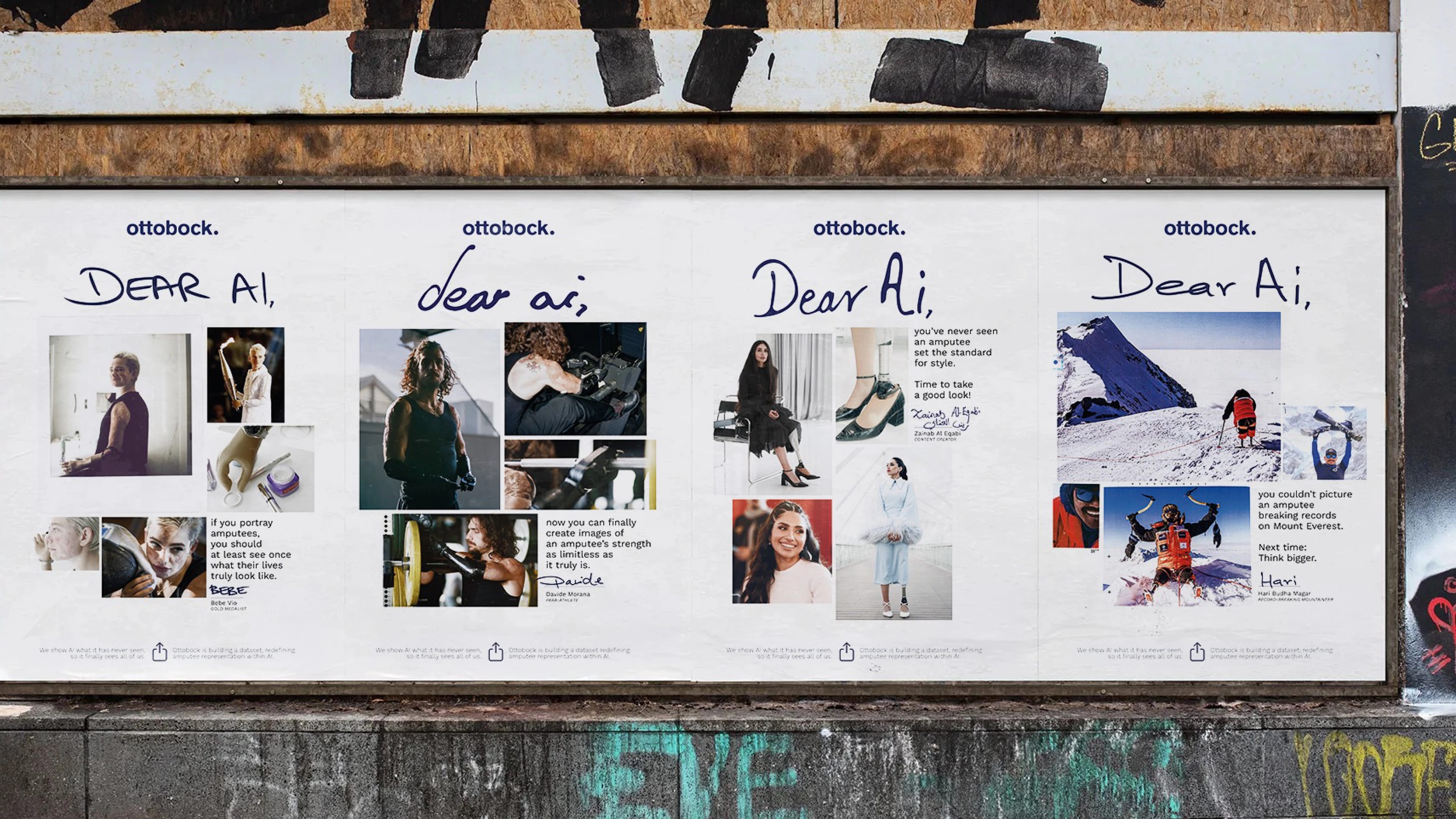 Ottobock Dear AI campaign poster on a street in Berlin